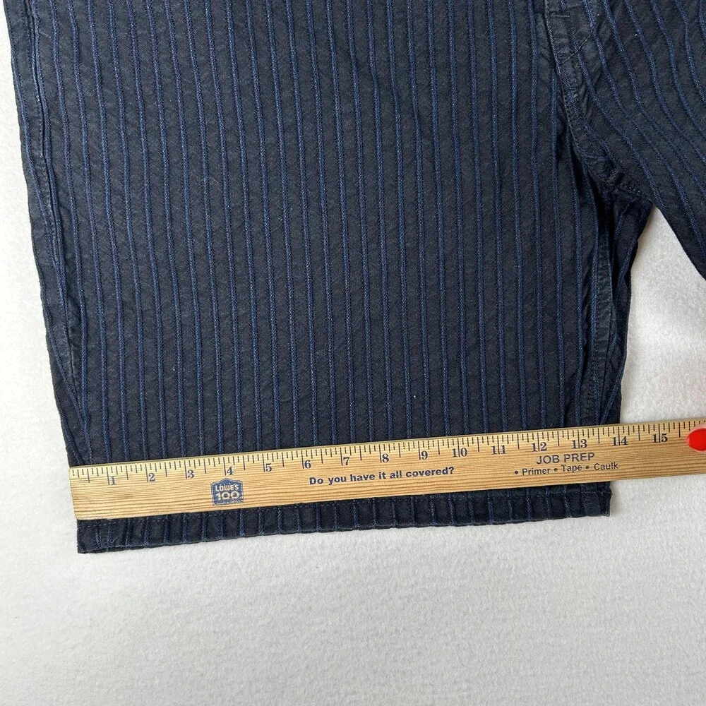 True Religion Shorts Mens 44 Blue Pinstripe Denim Chino Flat Front 8